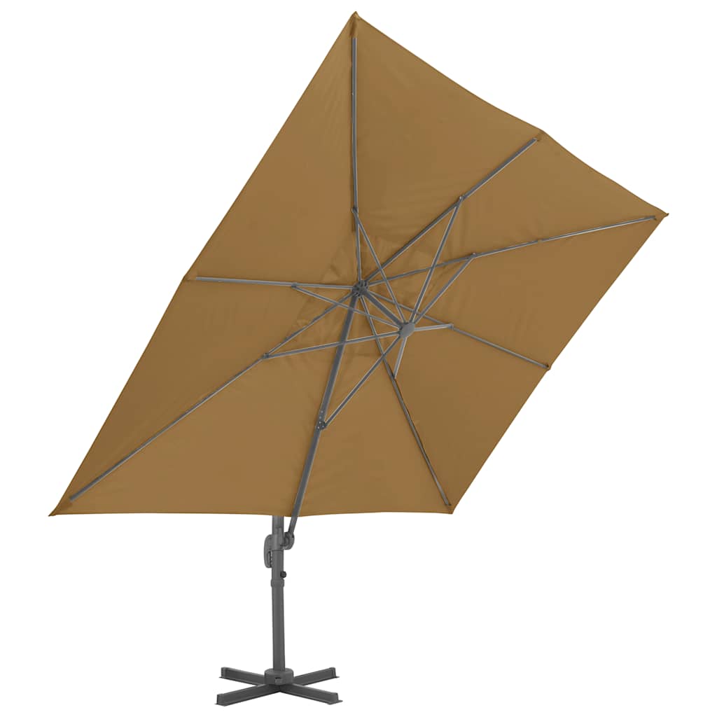Parasol flottant vidaxl avec poteau en aluminium 400x300 cm taupe