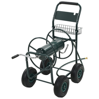 Vidaxl chariot à tuyau d'arrosage avec 1 2 raccords de tuyau 75 m en acier