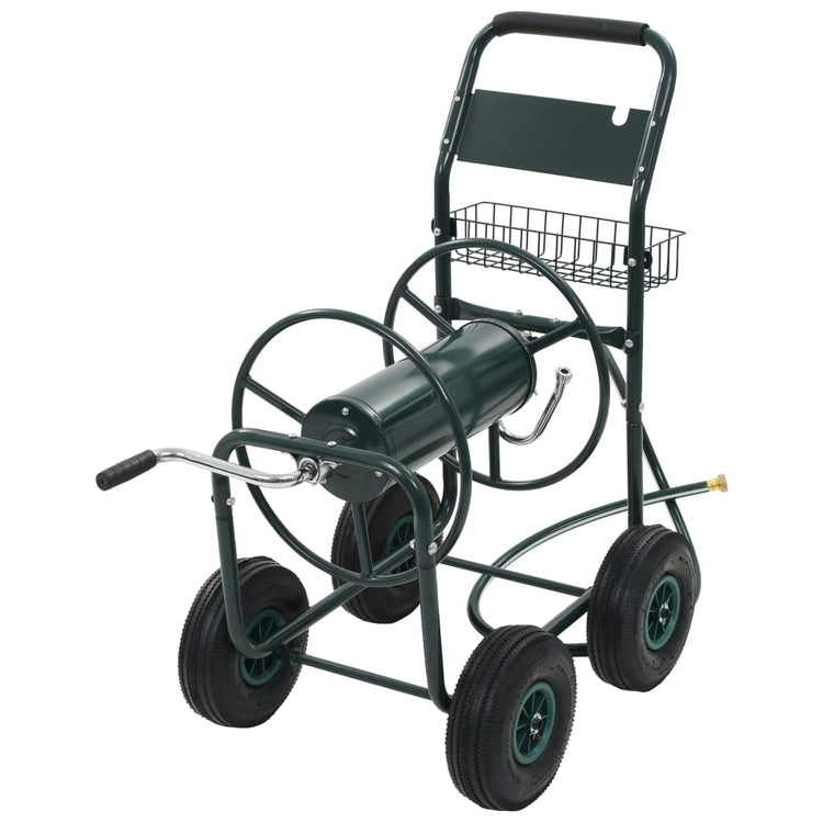 Vidaxl chariot à tuyau d'arrosage avec 1 2 raccords de tuyau 75 m en acier