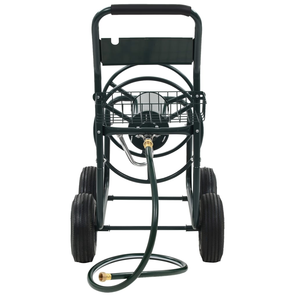 Vidaxl chariot à tuyau d'arrosage avec 1 2 raccords de tuyau 75 m en acier