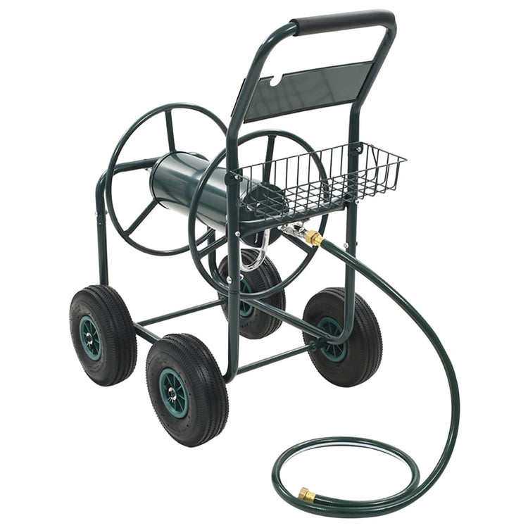 Vidaxl chariot à tuyau d'arrosage avec 1 2 raccords de tuyau 75 m en acier