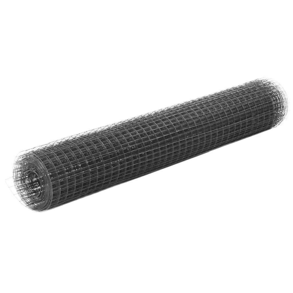 Vidaxl Poulet Fil de 25x1 m avec un revêtement en PVC gris