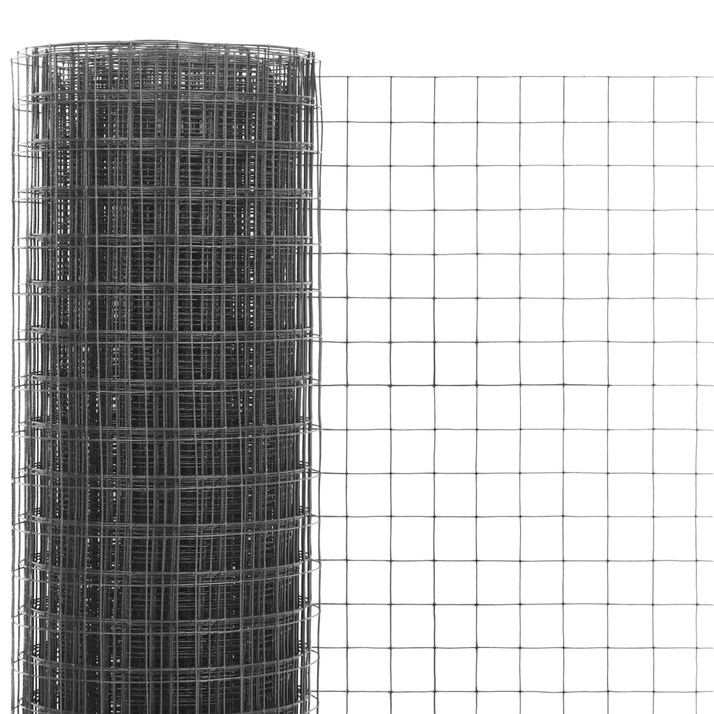 Vidaxl Poulet Fil 25x0,5 m en acier avec revêtement en PVC Gray