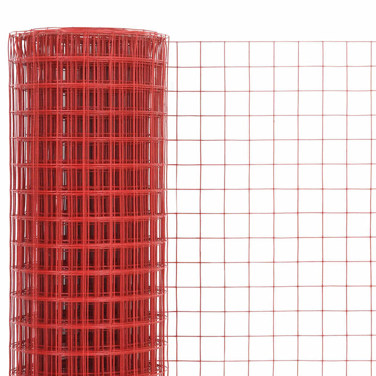 Vidaxx grillage 25x1 m acier avec revêtement PVC rouge