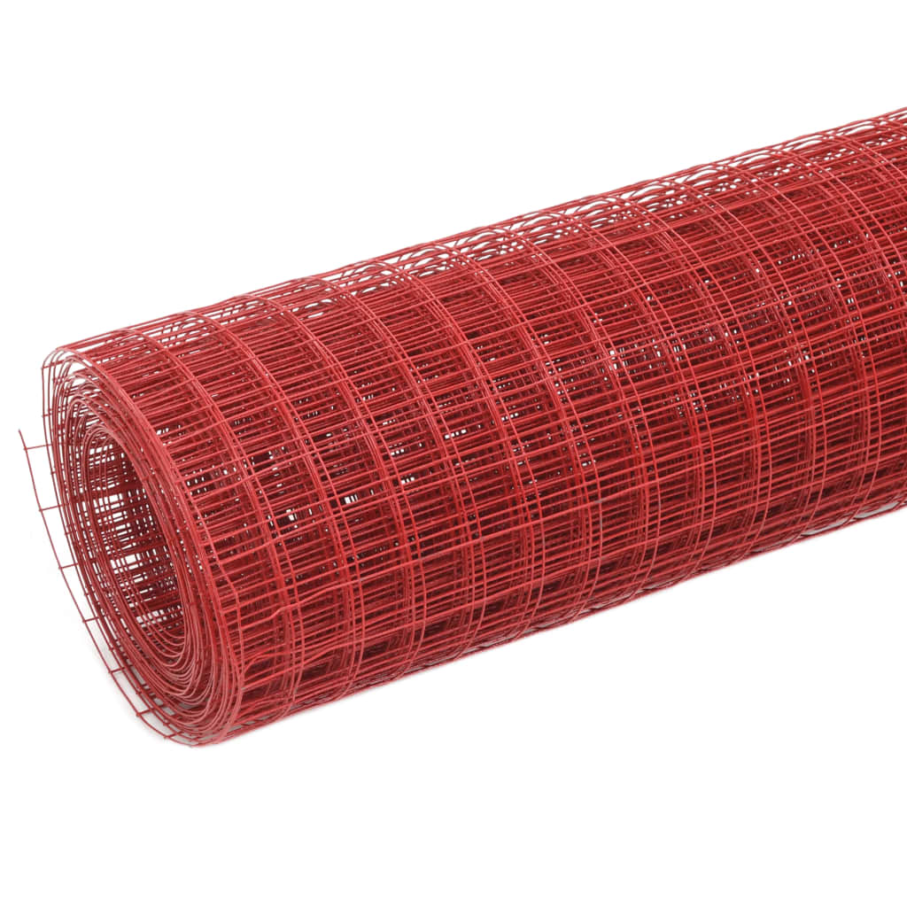 Vidaxx grillage 25x1 m acier avec revêtement PVC rouge