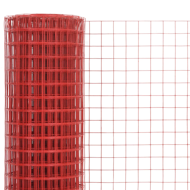 Vidaxx grillage 25x1,5 m acier avec revêtement PVC rouge