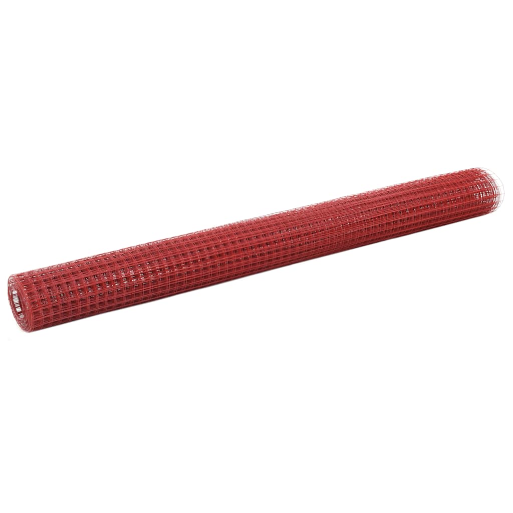 Vidaxx grillage 25x1,5 m acier avec revêtement PVC rouge