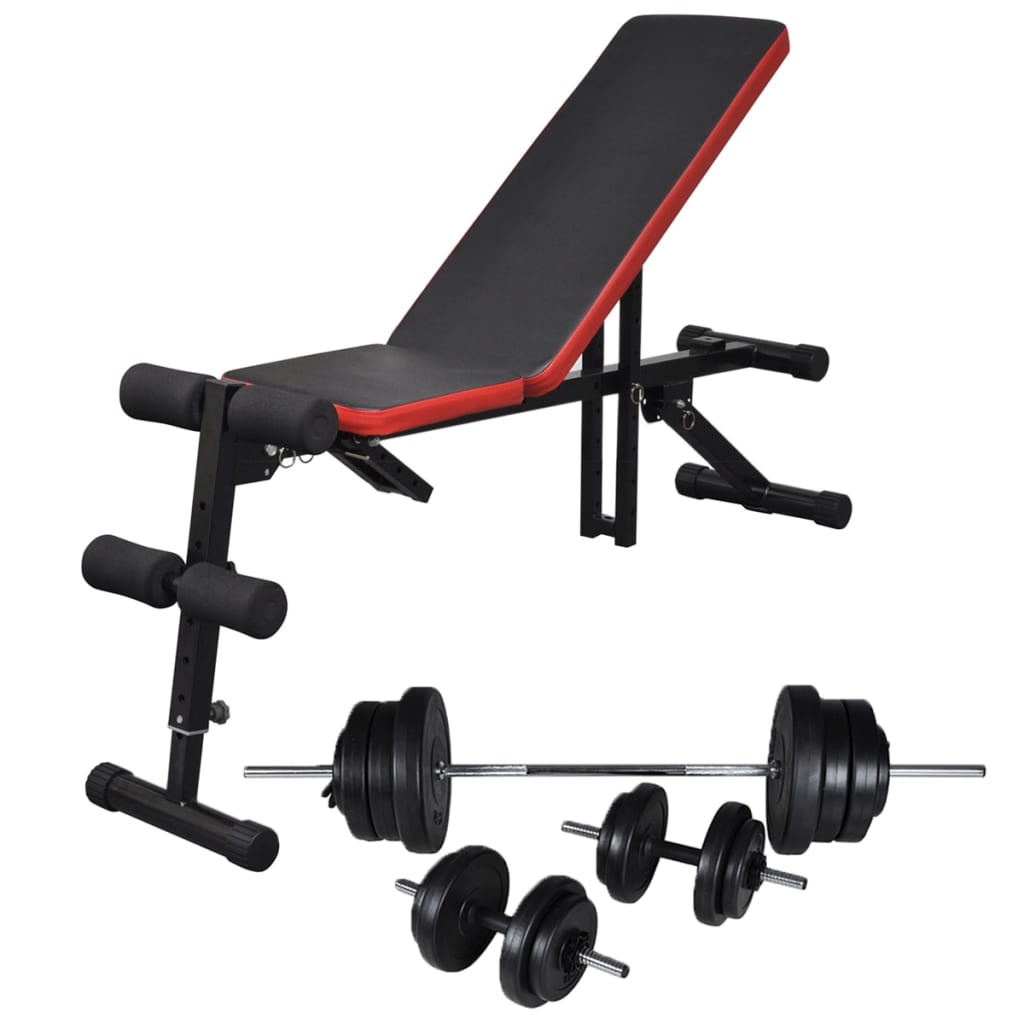 Banc de muscle abdominal vidaxl avec haltère ensemble réglable 60,5 kg
