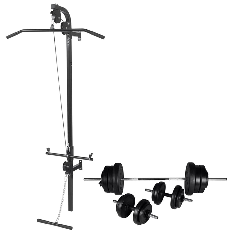 Vidaxl Power Tower pour le mur avec haltère ensemble 60,5 kg