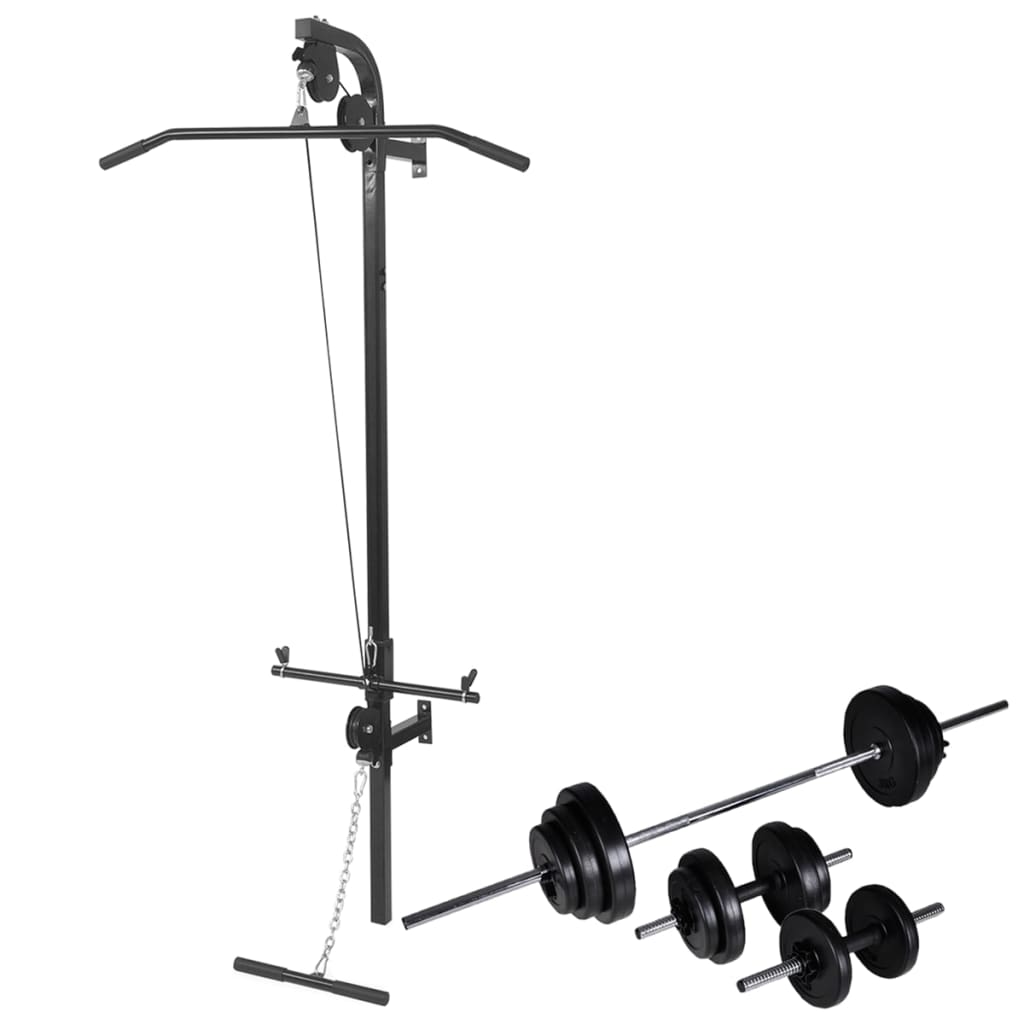 Vidaxl Power Tower pour le mur avec haltère ensemble 30,5 kg