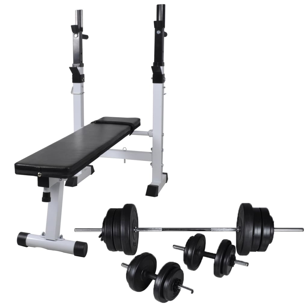 Banque d'entraînement Vidaxl avec rack de poids et haltère ensemble 60,5 kg