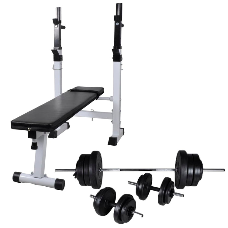 Banque d'entraînement Vidaxl avec rack de poids et haltère ensemble 60,5 kg