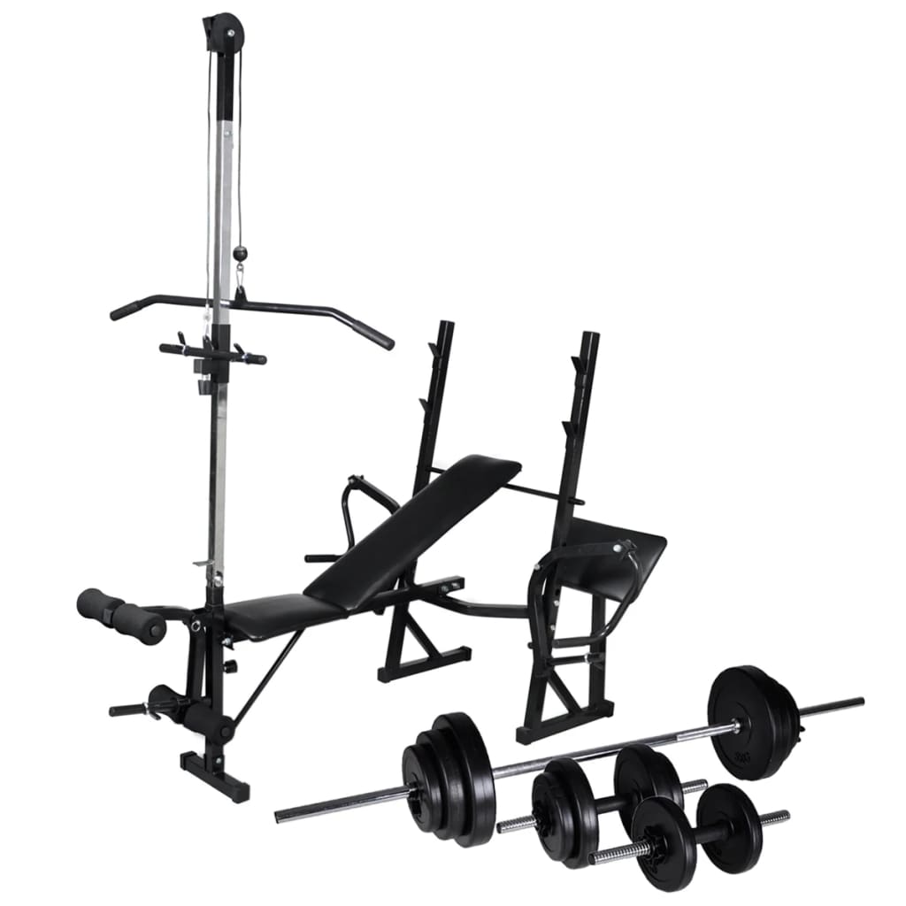 Banque d'entraînement Vidaxl avec rack de poids et haltère de 30,5 kg