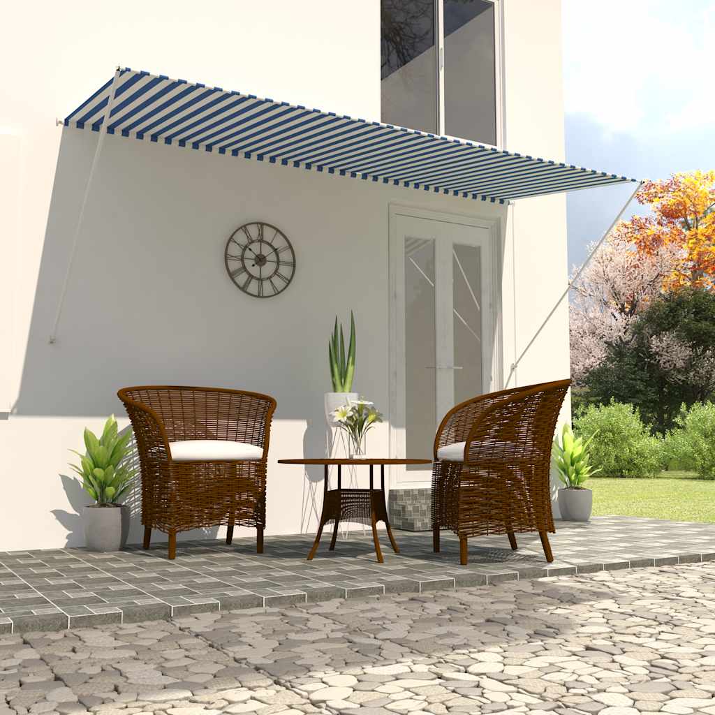 Vidaxl Luifel extensible 300x150 cm bleu et blanc