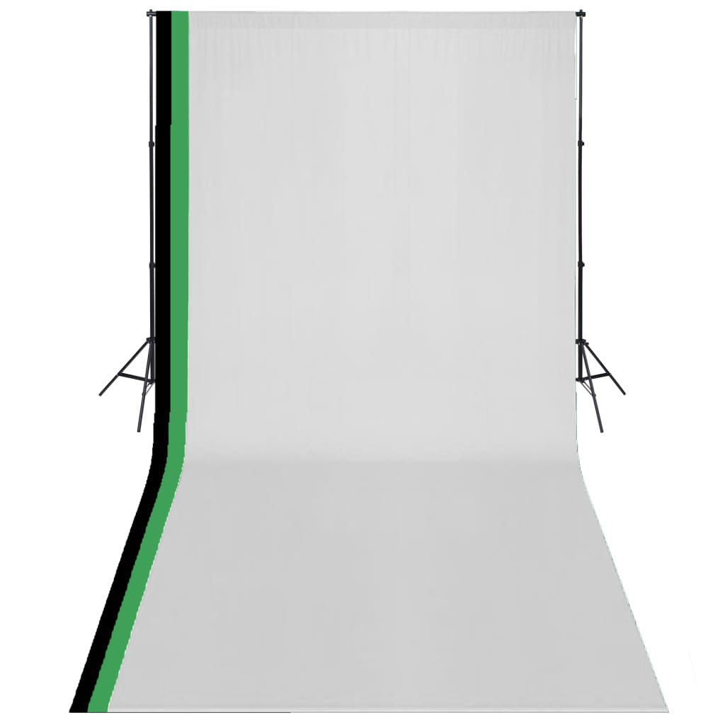 Ensemble de studio photo Vidaxl avec 3 arrière-plans de coton et cadre 3x6 m