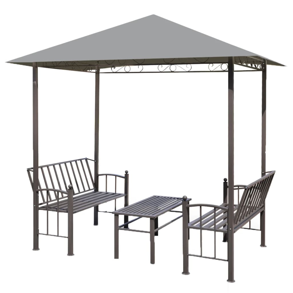 Vidaxl Garden Pavilion avec table et bancs 2,5x1,5x2,4 m anthracite