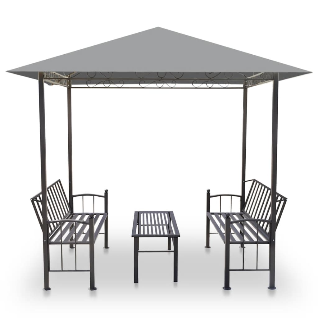 Vidaxl Garden Pavilion avec table et bancs 2,5x1,5x2,4 m anthracite