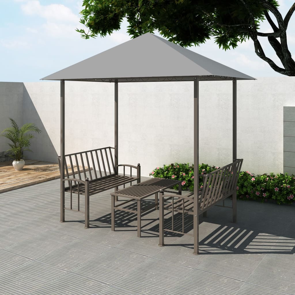 Vidaxl Garden Pavilion avec table et bancs 2,5x1,5x2,4 m anthracite