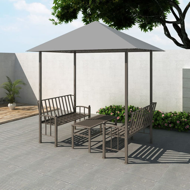 Vidaxl Garden Pavilion avec table et bancs 2,5x1,5x2,4 m anthracite