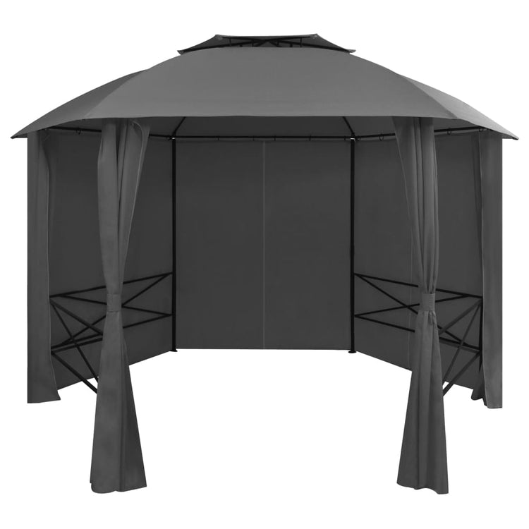Vidaxl Garden Pavilion avec rideaux Hexagonal 360x265 cm