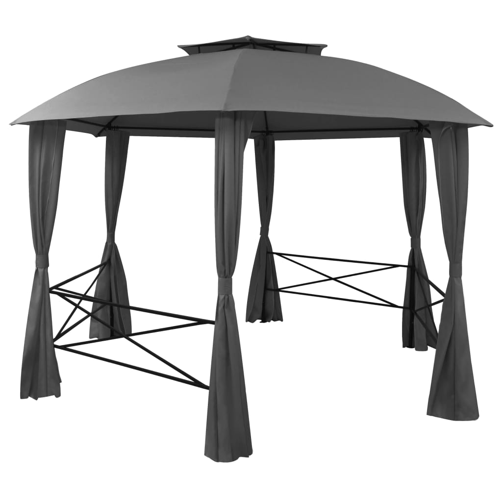 Vidaxl Garden Pavilion avec rideaux Hexagonal 360x265 cm