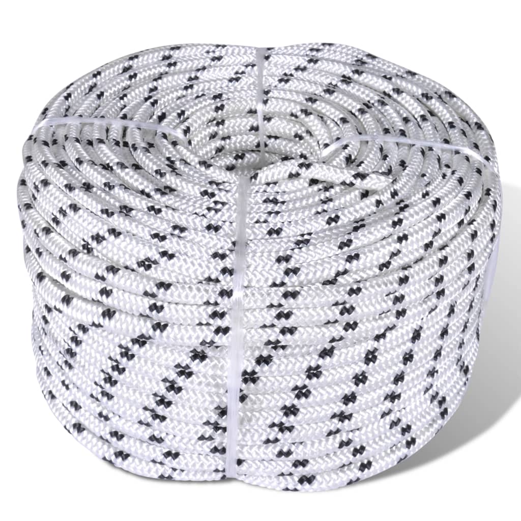 Corde de bateau vidaxl tressée 8 mm 250 m de polyester blanc