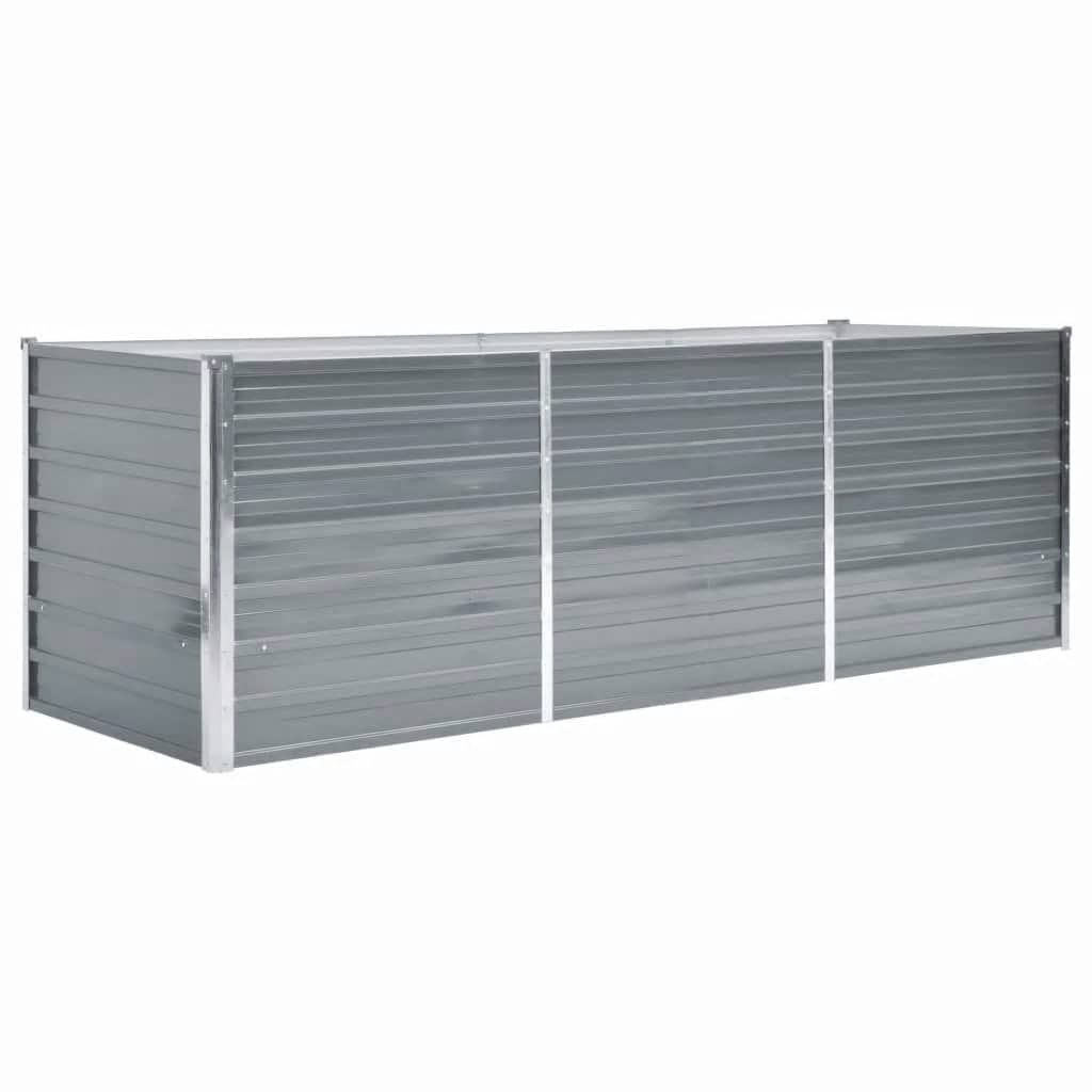 Vidaxl Planter surélevé 240x80x77 cm Gray en acier galvanisé