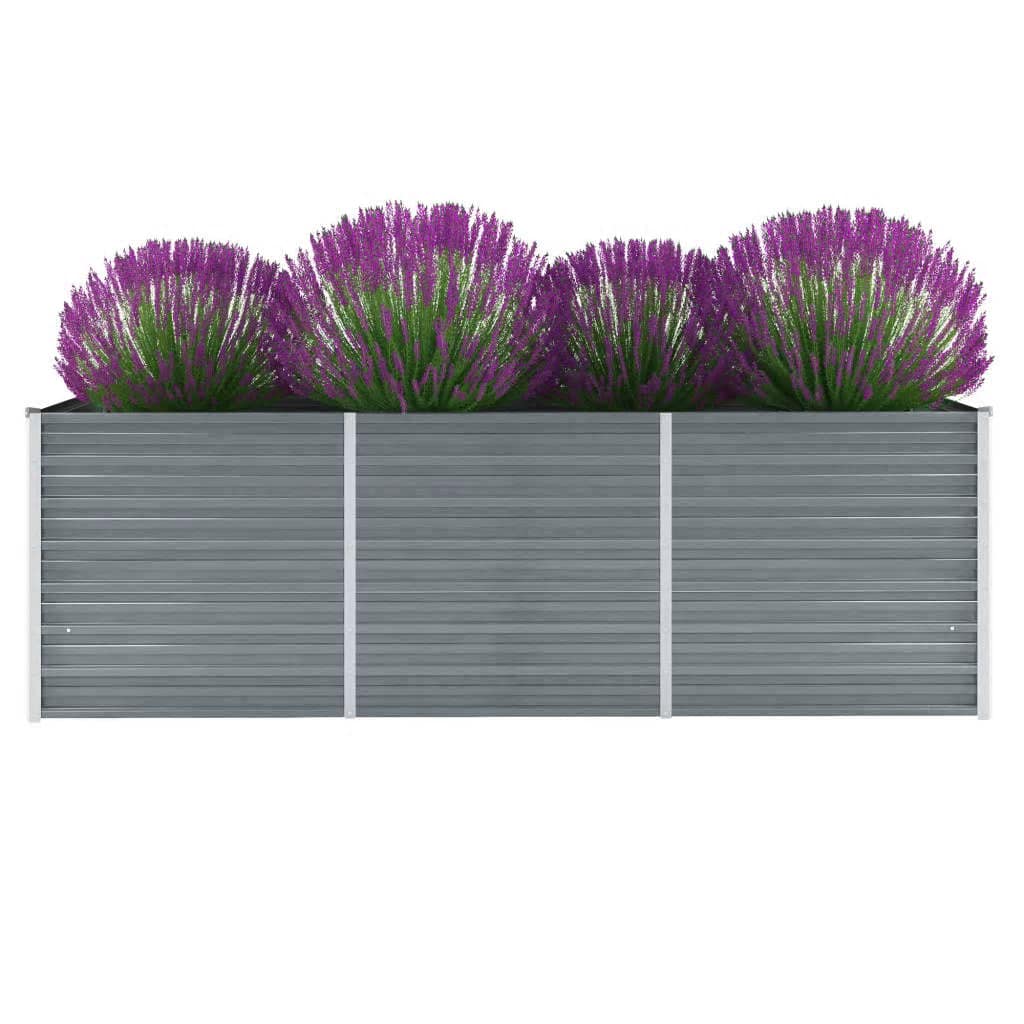 Vidaxl Planter surélevé 240x80x77 cm Gray en acier galvanisé