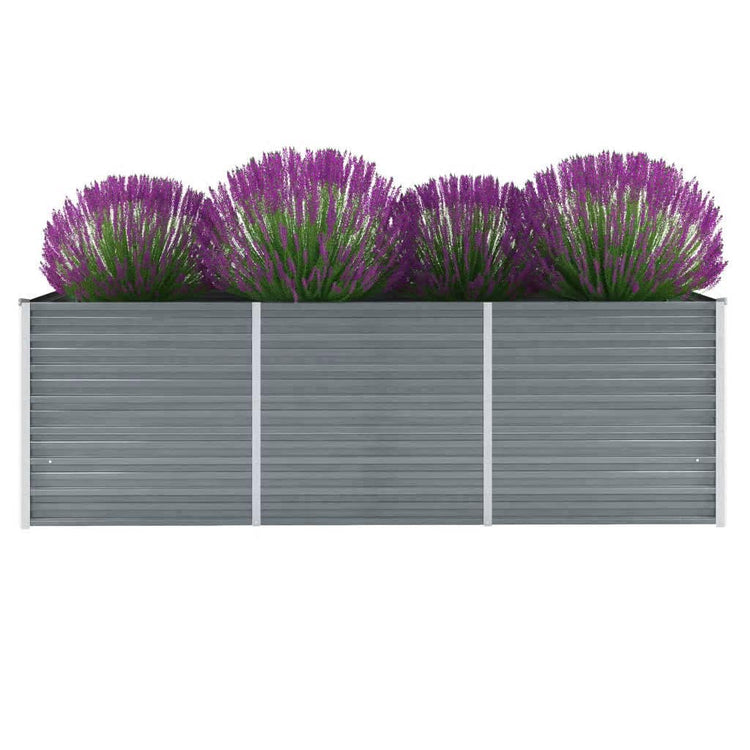 Vidaxl Planter surélevé 240x80x77 cm Gray en acier galvanisé