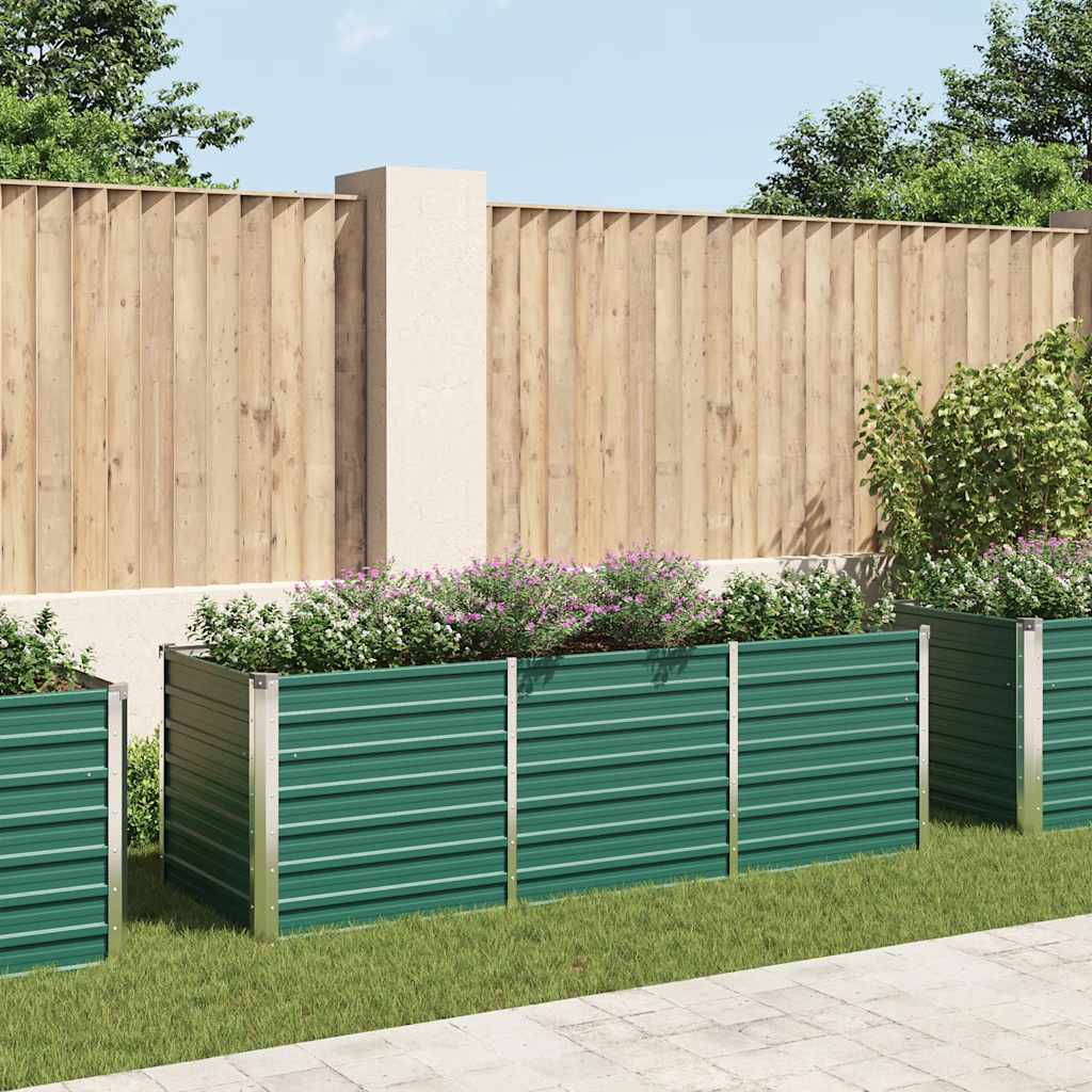 Vidaxl Planning Boîte relevée 240x80x77 cm Galvanisé en acier vert