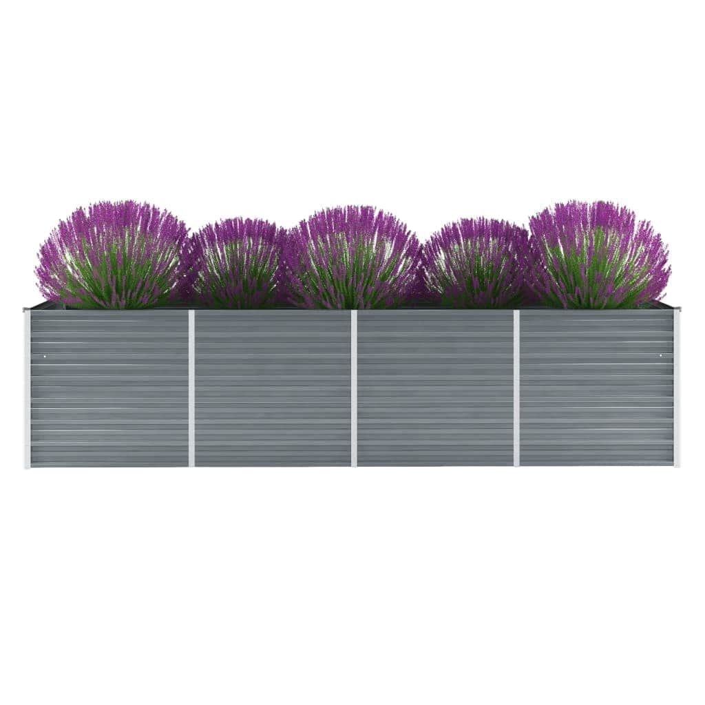 Vidaxl Planter surélevé 320x80x77 cm Gray en acier galvanisé