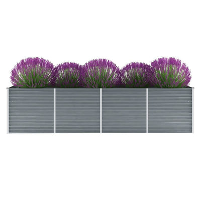 Vidaxl Planter surélevé 320x80x77 cm Gray en acier galvanisé