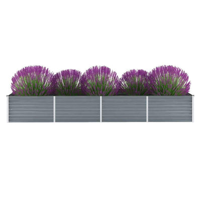Vidaxl Planter surélevé 320x80x45 cm Gray en acier galvanisé