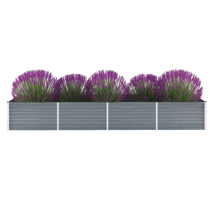 Vidaxl Planter surélevé 320x80x45 cm Gray en acier galvanisé