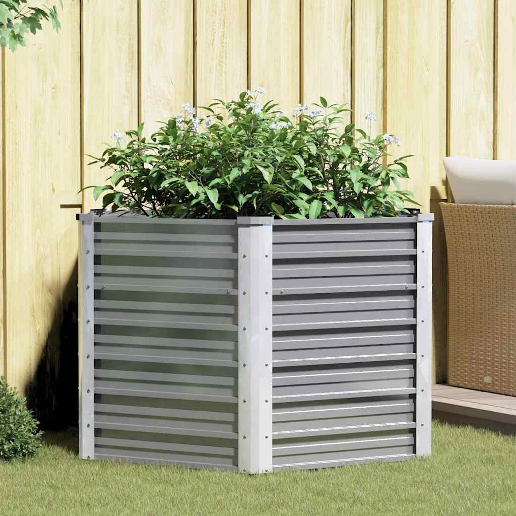 Vidaxl Planter surélevé 129x129x77 cm Gray en acier galvanisé