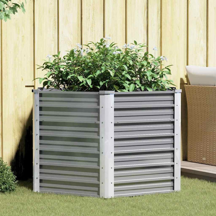 Vidaxl Planter surélevé 129x129x77 cm Gray en acier galvanisé