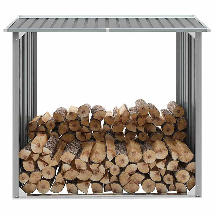 Vidaxl Hangar de bois de chauffage 172x91x154 cm Gray en acier galvanisé