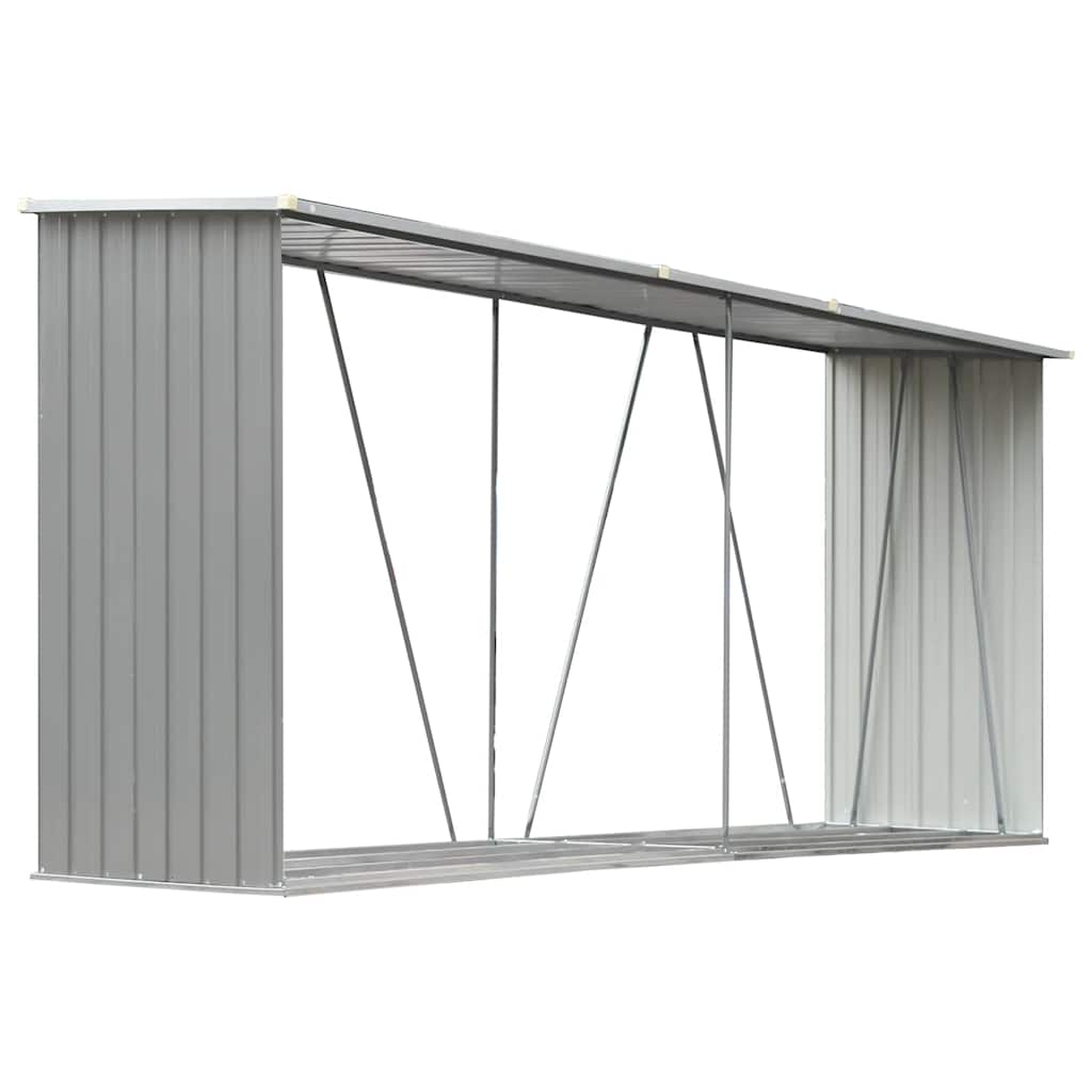 Vidaxl Sangar de bois de chauffage 330x84x152 cm Gray en acier galvanisé