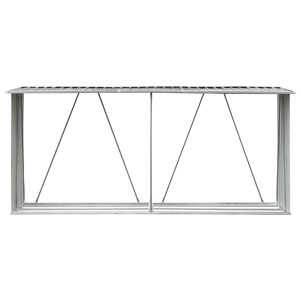 Vidaxl Sangar de bois de chauffage 330x84x152 cm Gray en acier galvanisé
