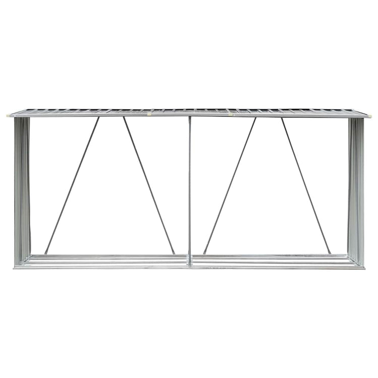 Vidaxl Sangar de bois de chauffage 330x84x152 cm Gray en acier galvanisé