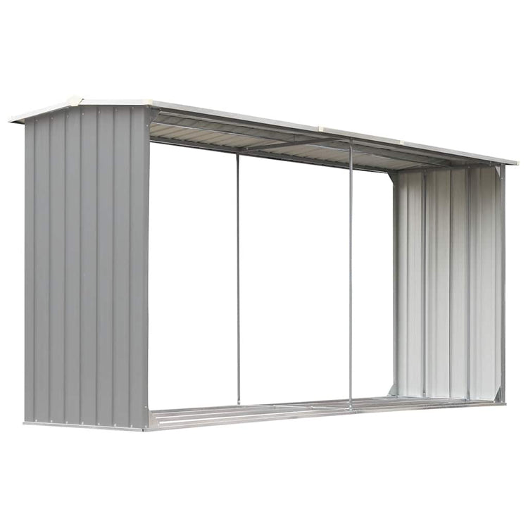 Vidaxl Sangar de bois de chauffage 330x92x153 cm Gray en acier galvanisé
