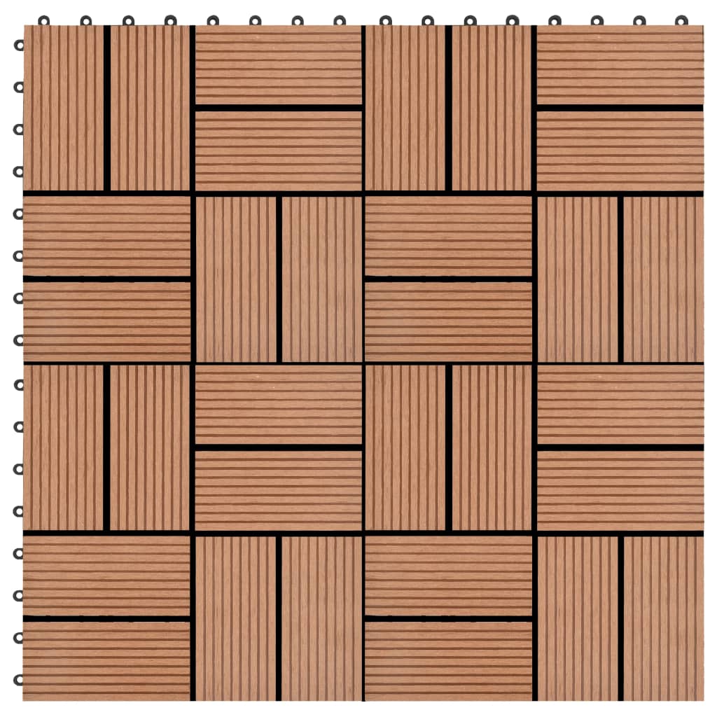 Vidaxl 11 st terrasse tuile 30x30 cm 1 m² hkc marron