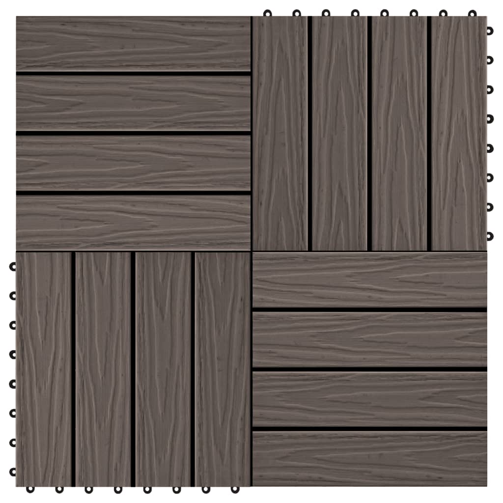 Vidaxl Terrace Tiles Relief profond 30x30 cm 1 m² HKC Brun foncé 11 STS