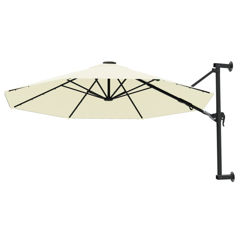 Parasol mural vidaxl avec poteau en métal 300 cm sable -colore