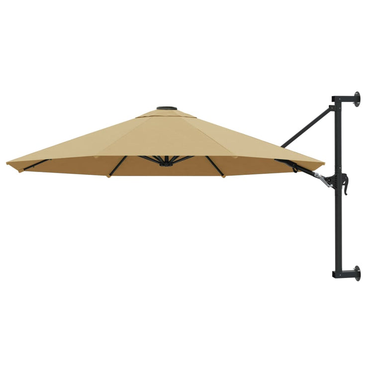 VidaXL parasol mural avec mât métallique 300 cm taupe