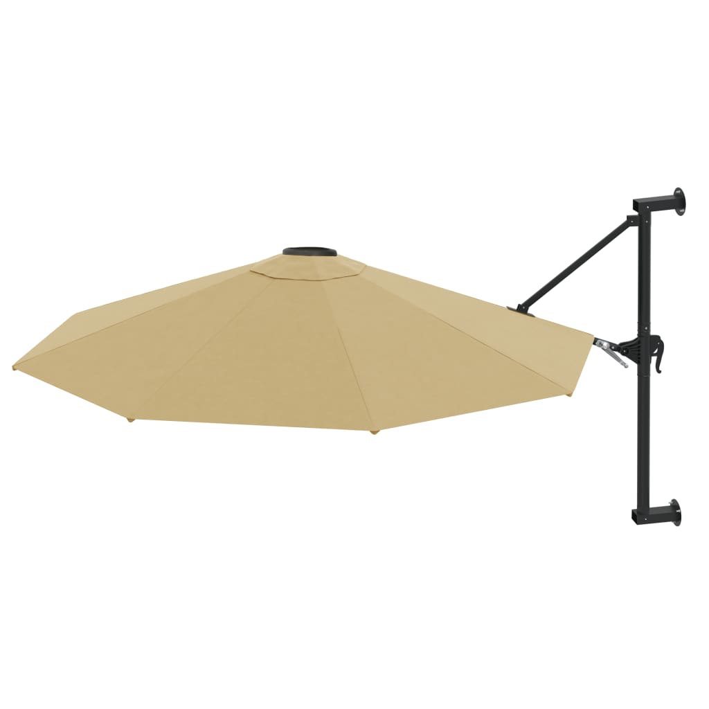 VidaXL parasol mural avec mât métallique 300 cm taupe