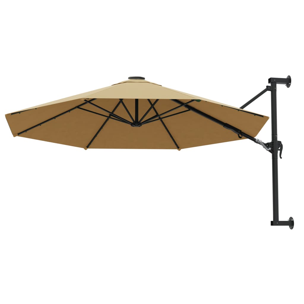 VidaXL parasol mural avec mât métallique 300 cm taupe
