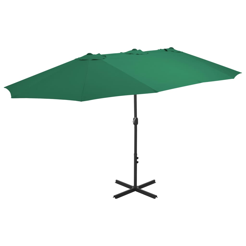 Vidaxl parasol avec poteau en aluminium 460x270 cm vert