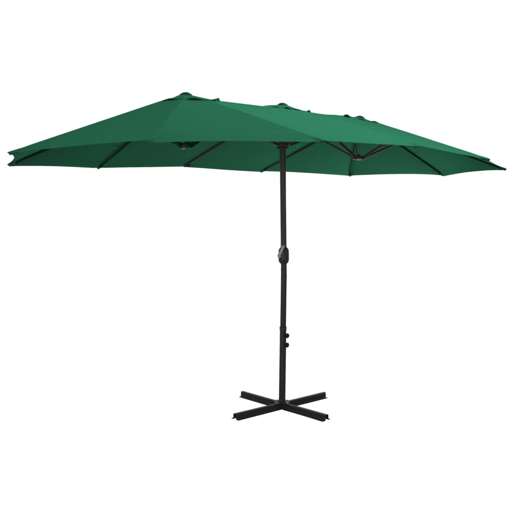 Vidaxl parasol avec poteau en aluminium 460x270 cm vert