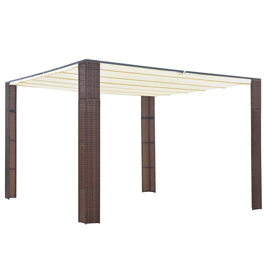 Arbor Vidaxl avec toit 300x300x200 cm Brun et crème en rotin et crème